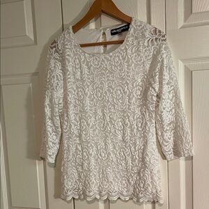 Karl Lagerfeld Ivory Floral Lace Blouse